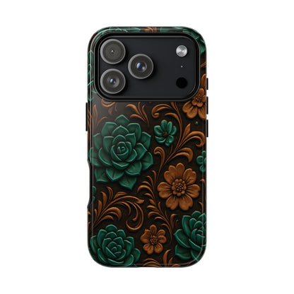 Faux Tooled Succulents Tough Phone Case