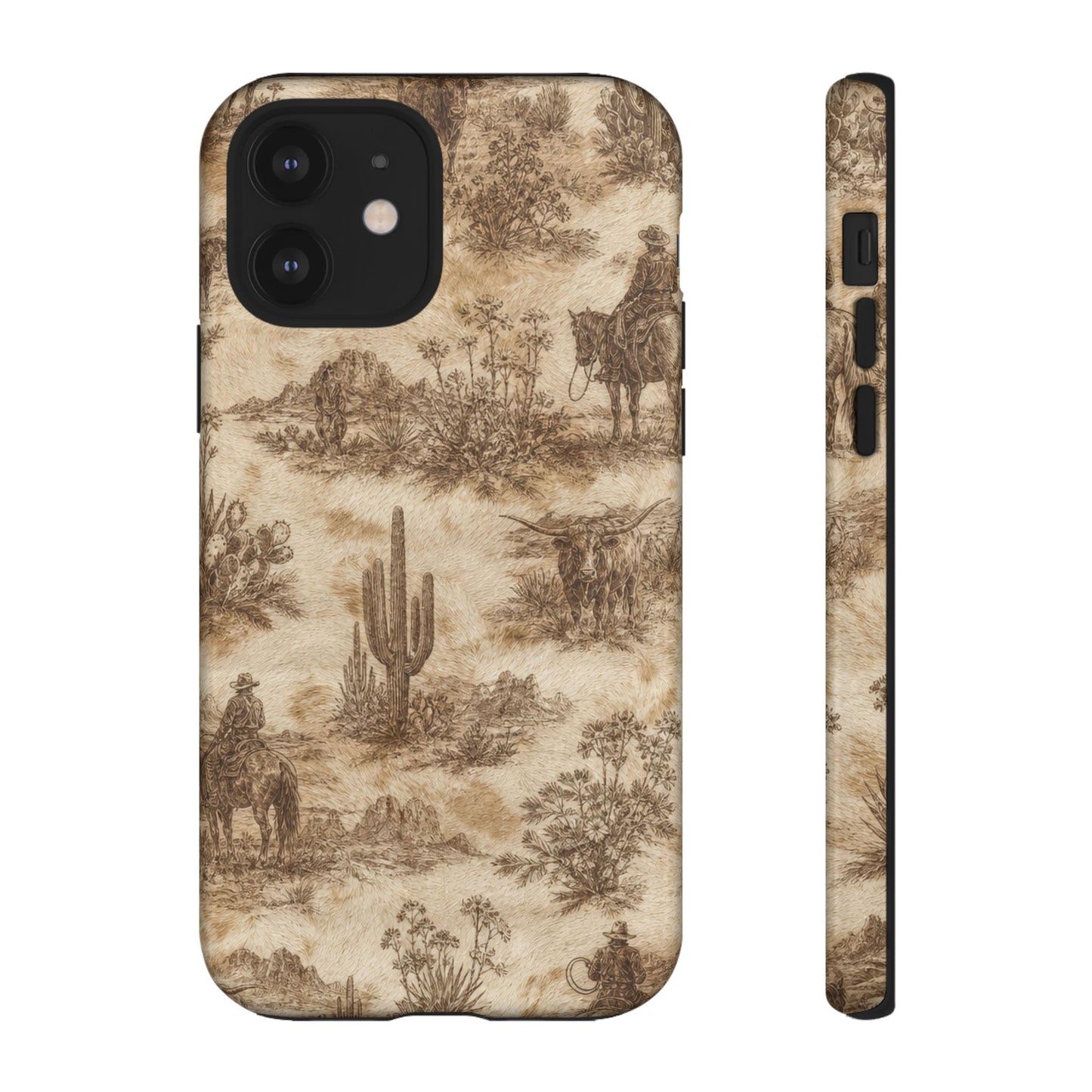 Ivory Cowhide Toile Tough Case