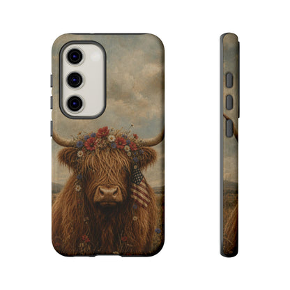 Patriotic Highland Cow Tough Case