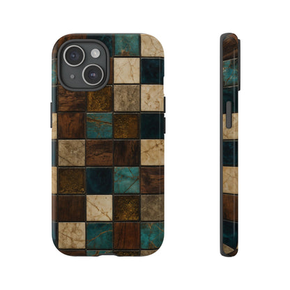 Teal Walnut Tile Tough Case