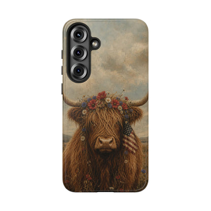 Patriotic Highland Cow Tough Case