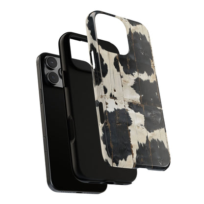 Black Wooden Cowhide Tough Phone Case
