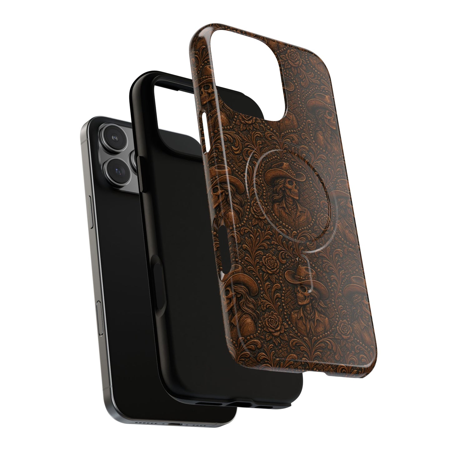 Tooled Skeleton Cowgirl Magnetic Case