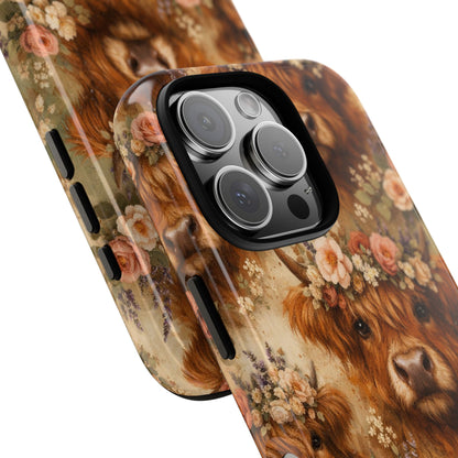 Floral Highland Cow Tough Case
