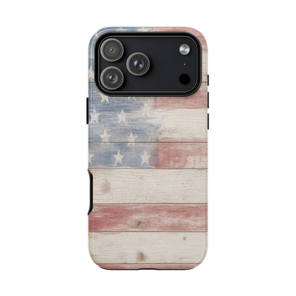 White Wood Flag Tough Case
