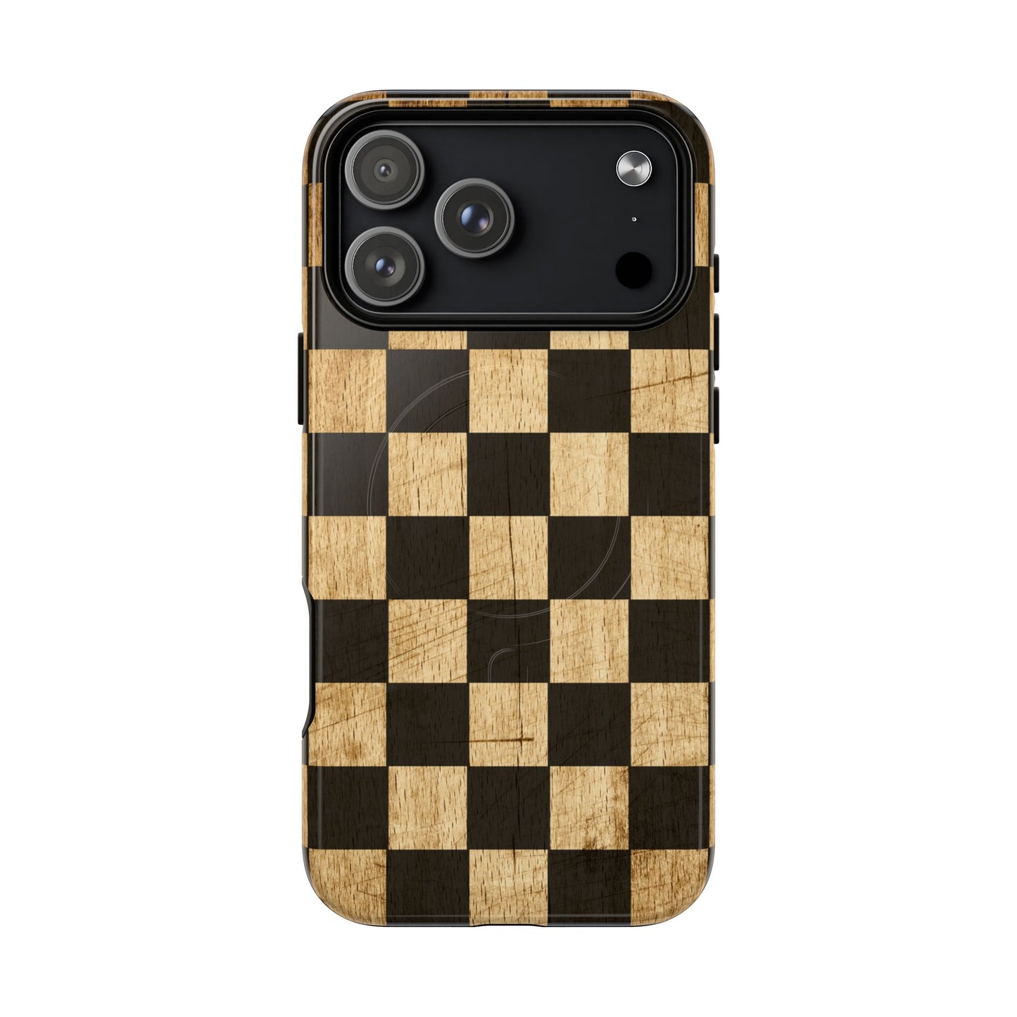 Checkered Rustic Wood Magnetic Case