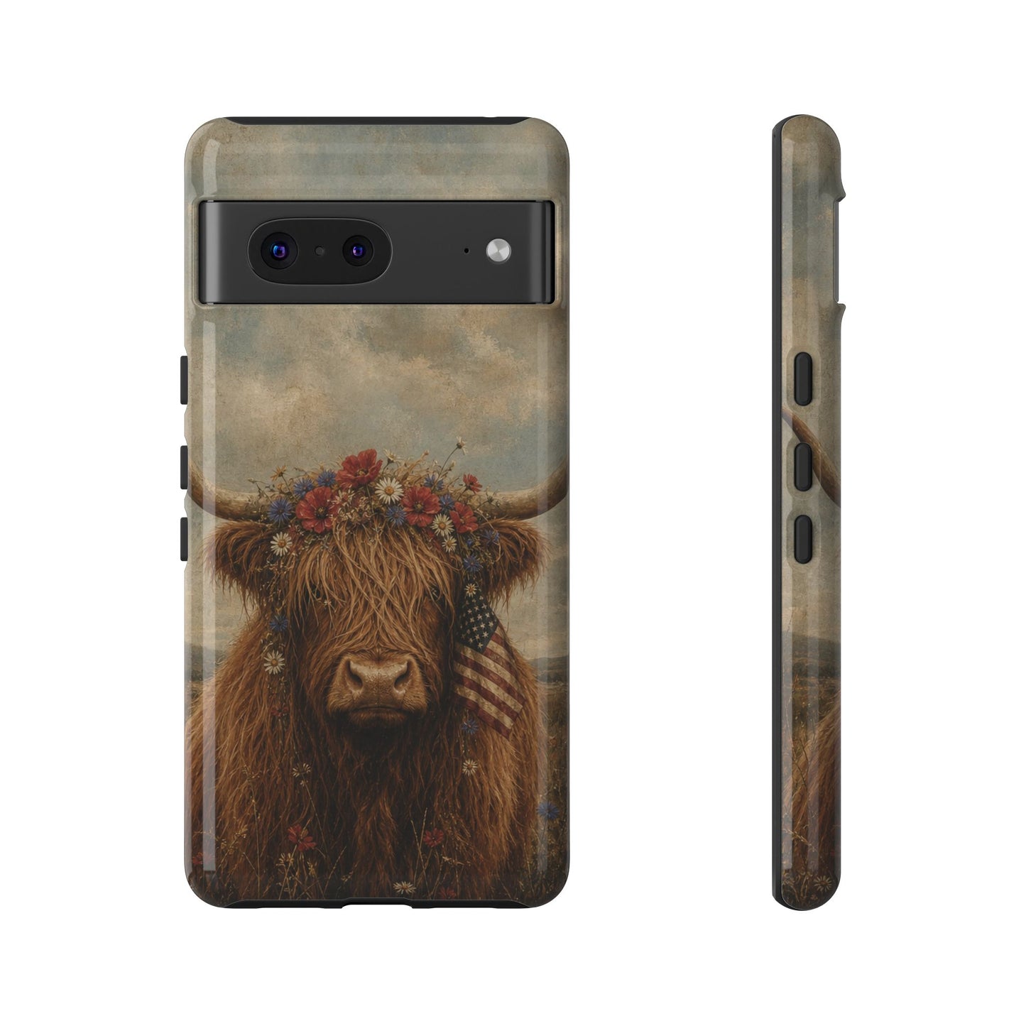 Patriotic Highland Cow Tough Case