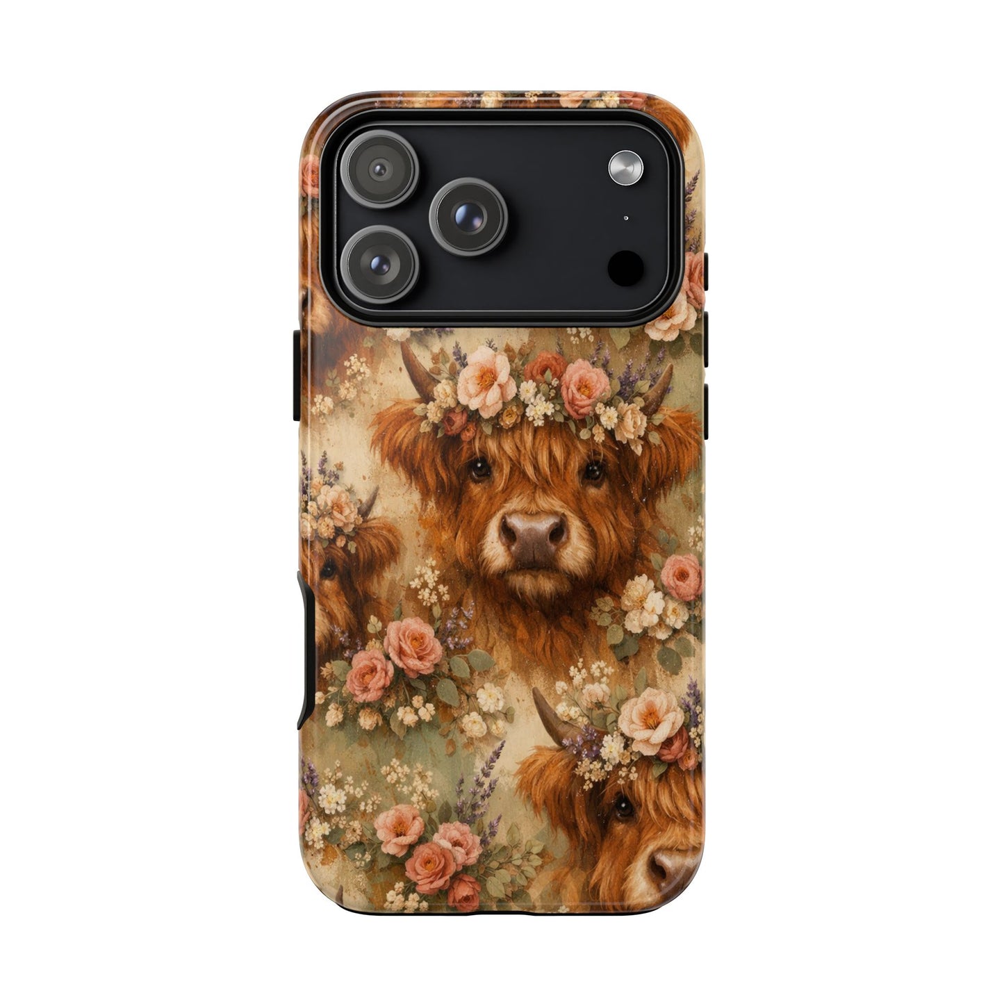 Floral Highland Cow Tough Case
