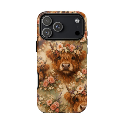Floral Highland Cow Tough Case