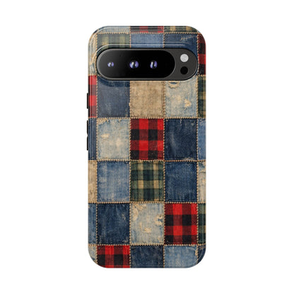 Denim Plaid Patchwork Tough Case