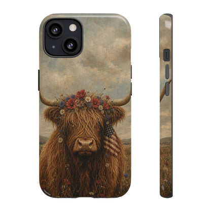 Patriotic Highland Cow Tough Case