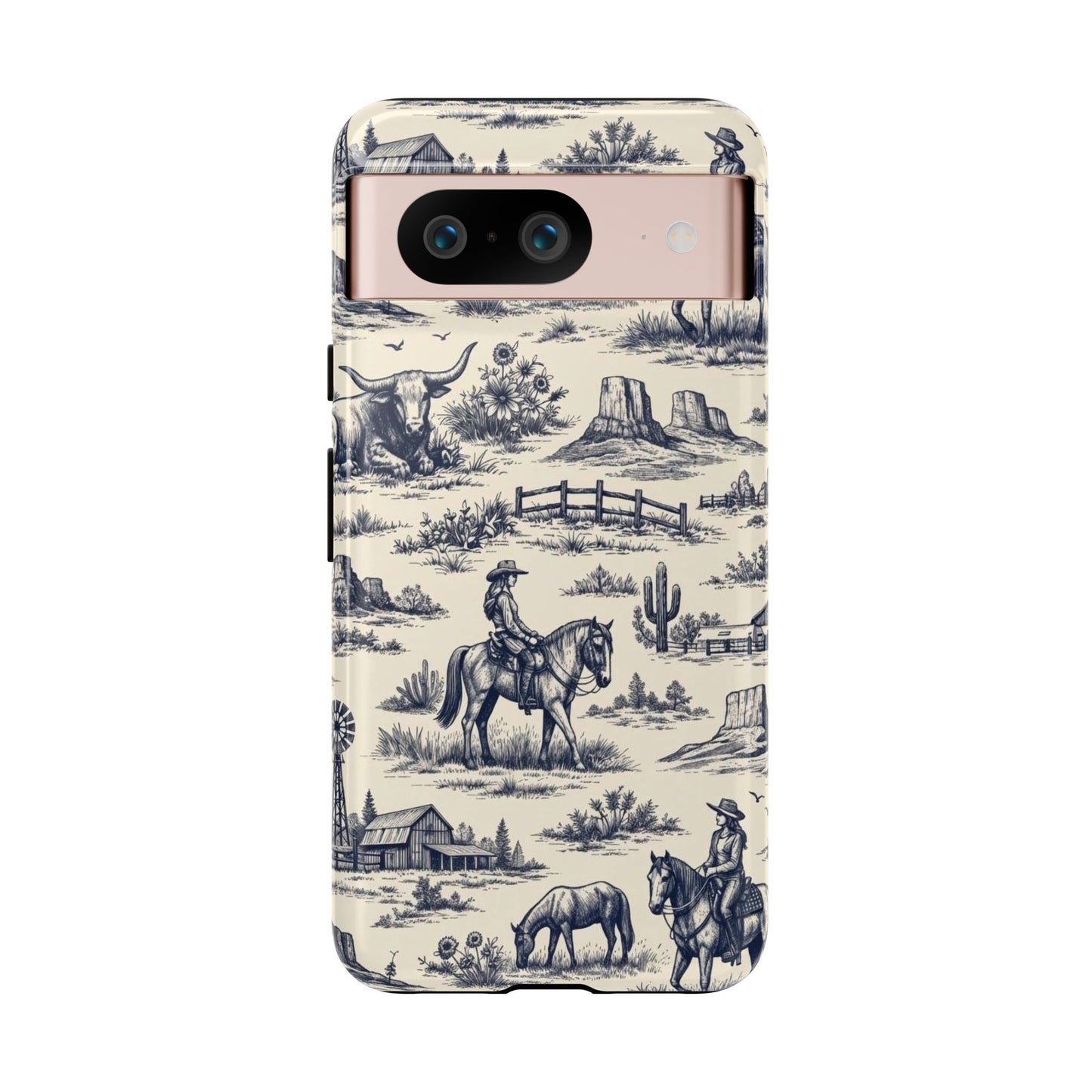 Western Toile Navy Tough Case