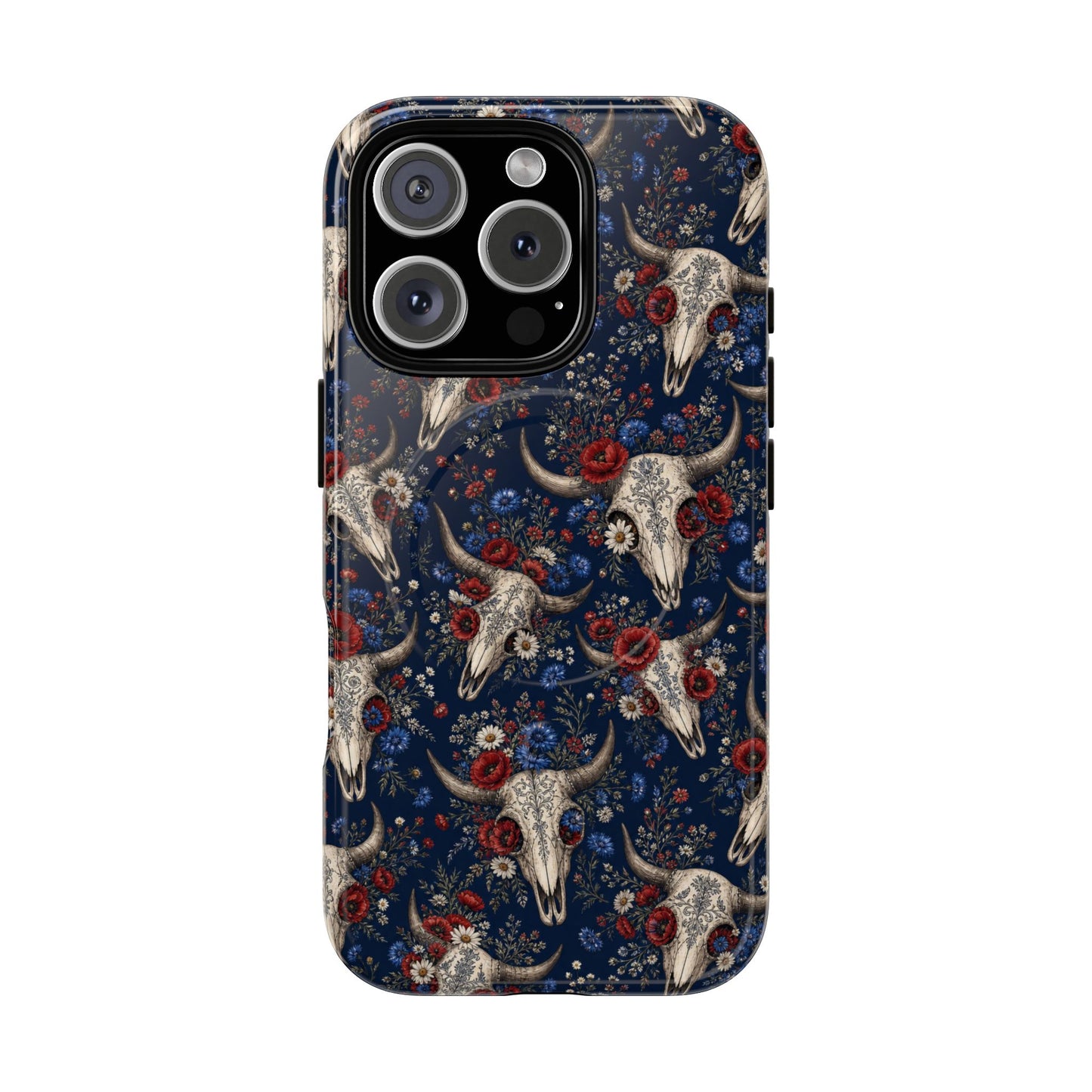 Patriotic Floral Skulls Magnetic Case