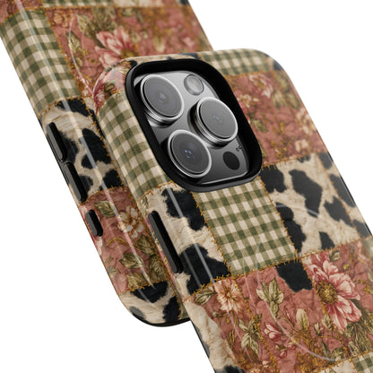 Cowhide Floral Quilt Magnetic Case