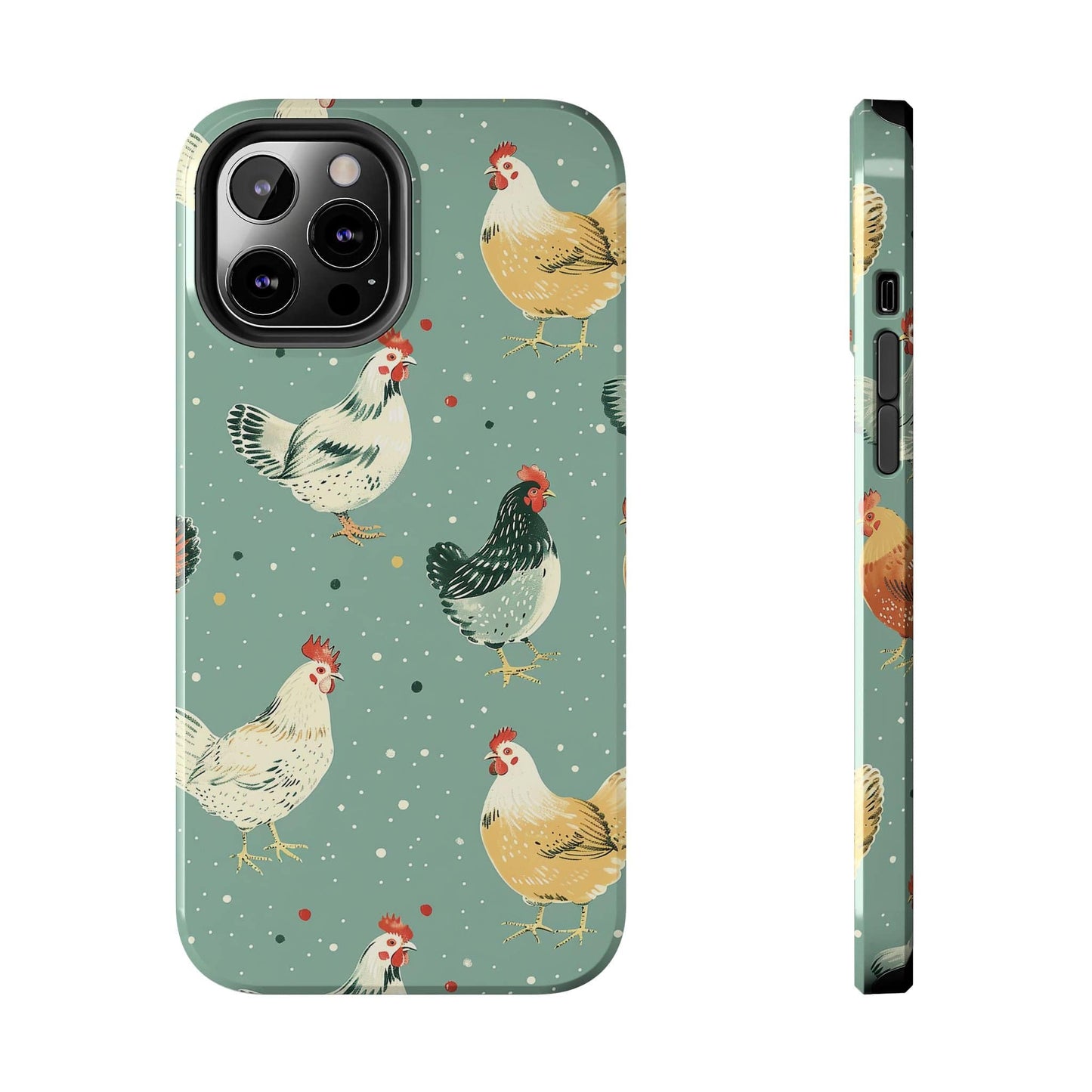 Green Polka Dot Chickens Phone Case