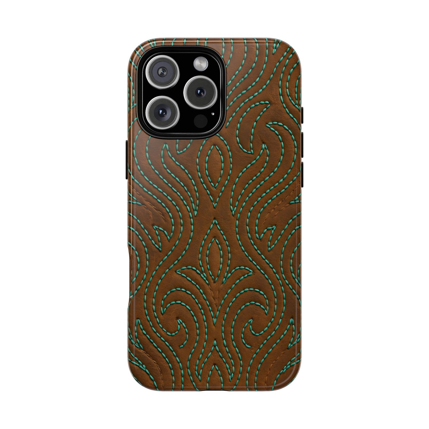 Turquoise Stitched Tough Phone Case