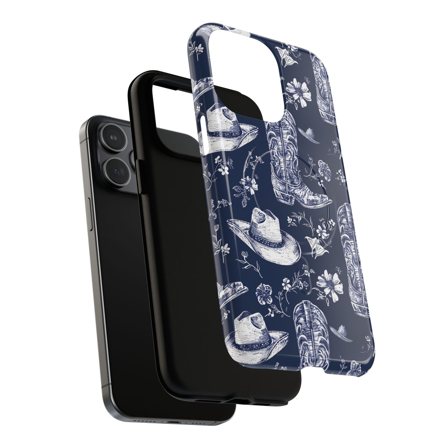 Navy Floral Boots Magnetic Case