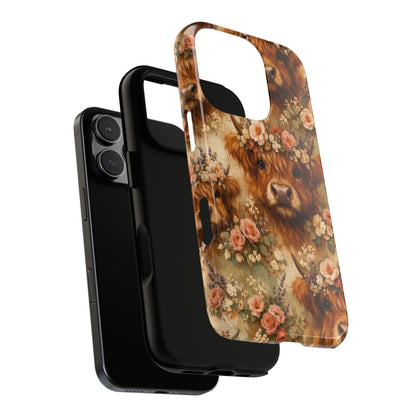 Floral Highland Cow Tough Case