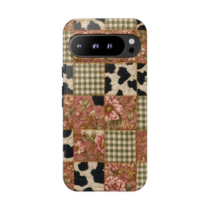 Cowhide Floral Quilt Tough Case
