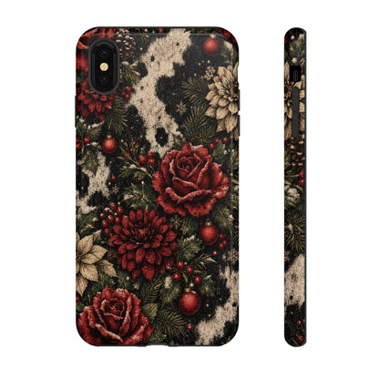 Cowhide Christmas Roses Tough Case
