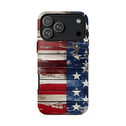 Wood Stars Stripes Patriotic Tough Phone Case