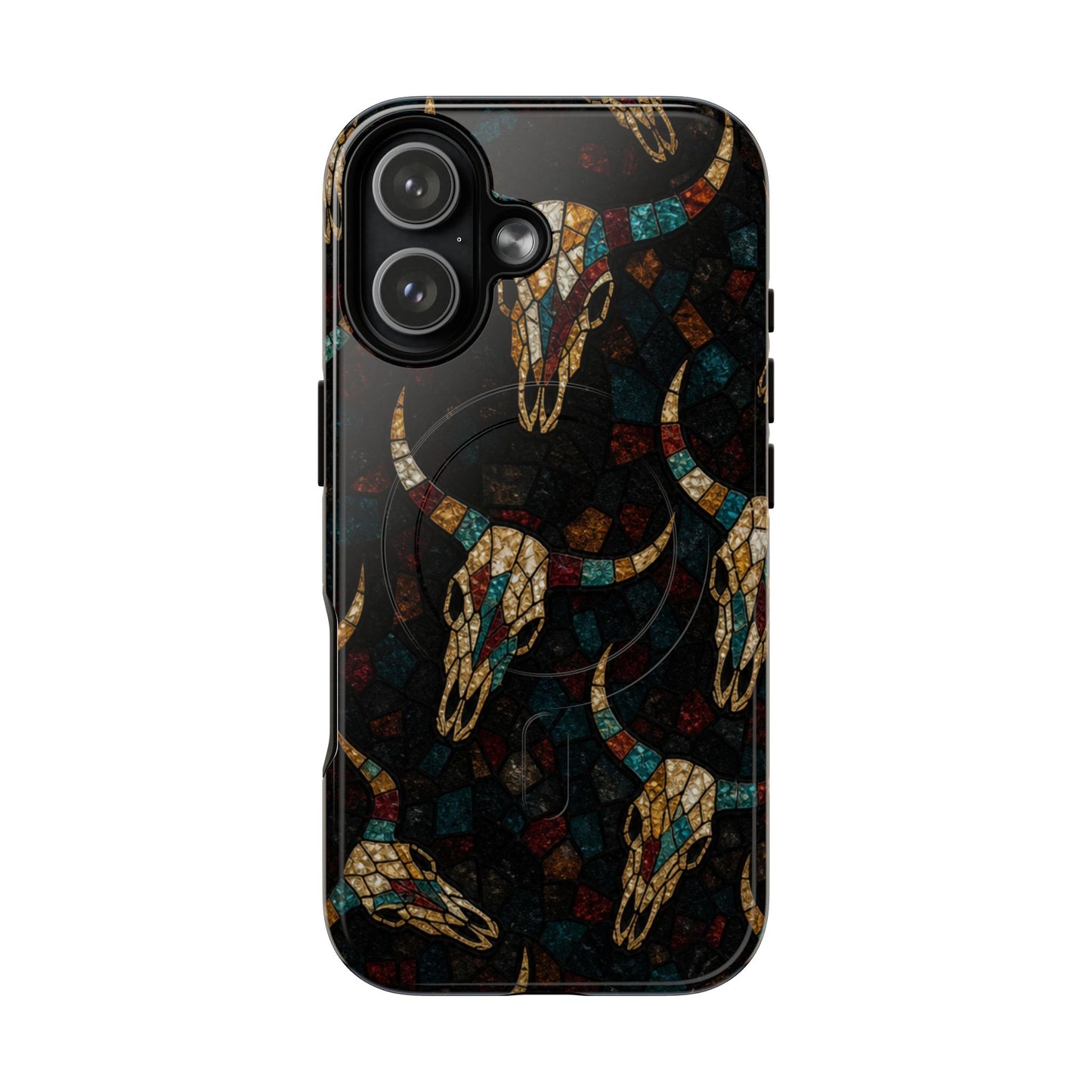 Stained Bull Skull Magnetic Case