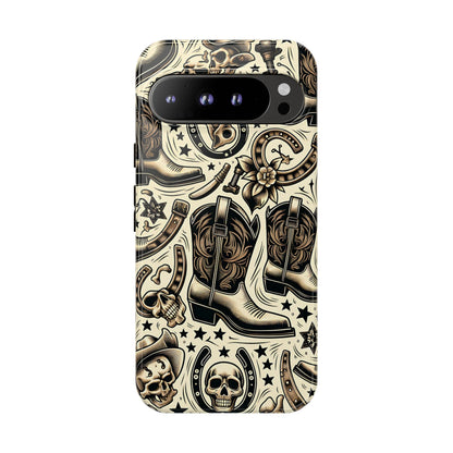 Skulls Boots Horseshoes Tough Phone Case