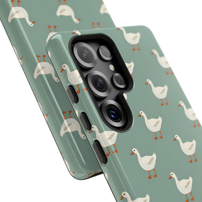 White Ducks on Teal Phone Case