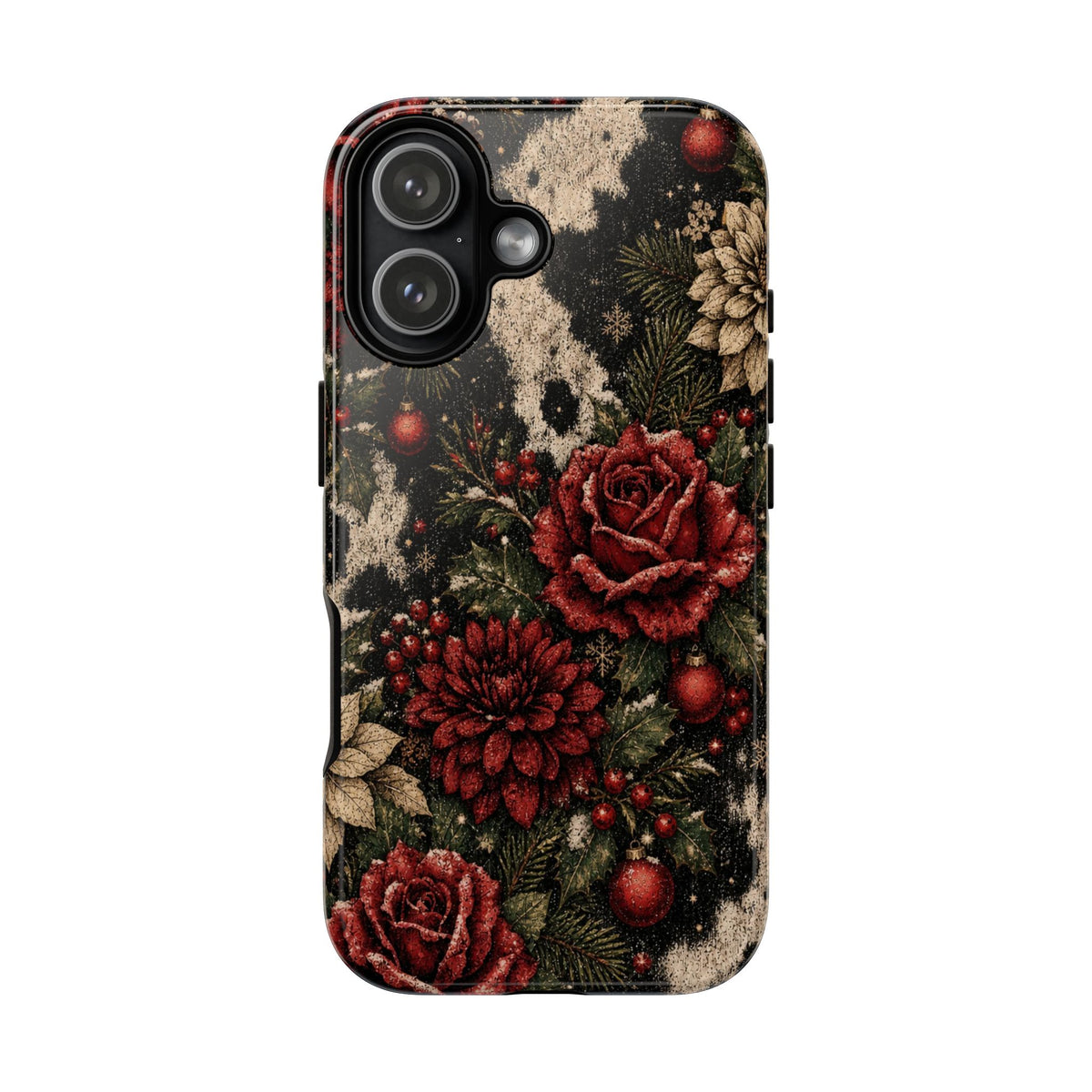 Cowhide Christmas Roses Tough Case