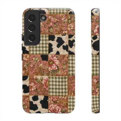 Cowhide Floral Quilt Tough Case