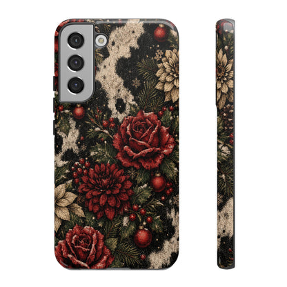 Cowhide Christmas Roses Tough Case