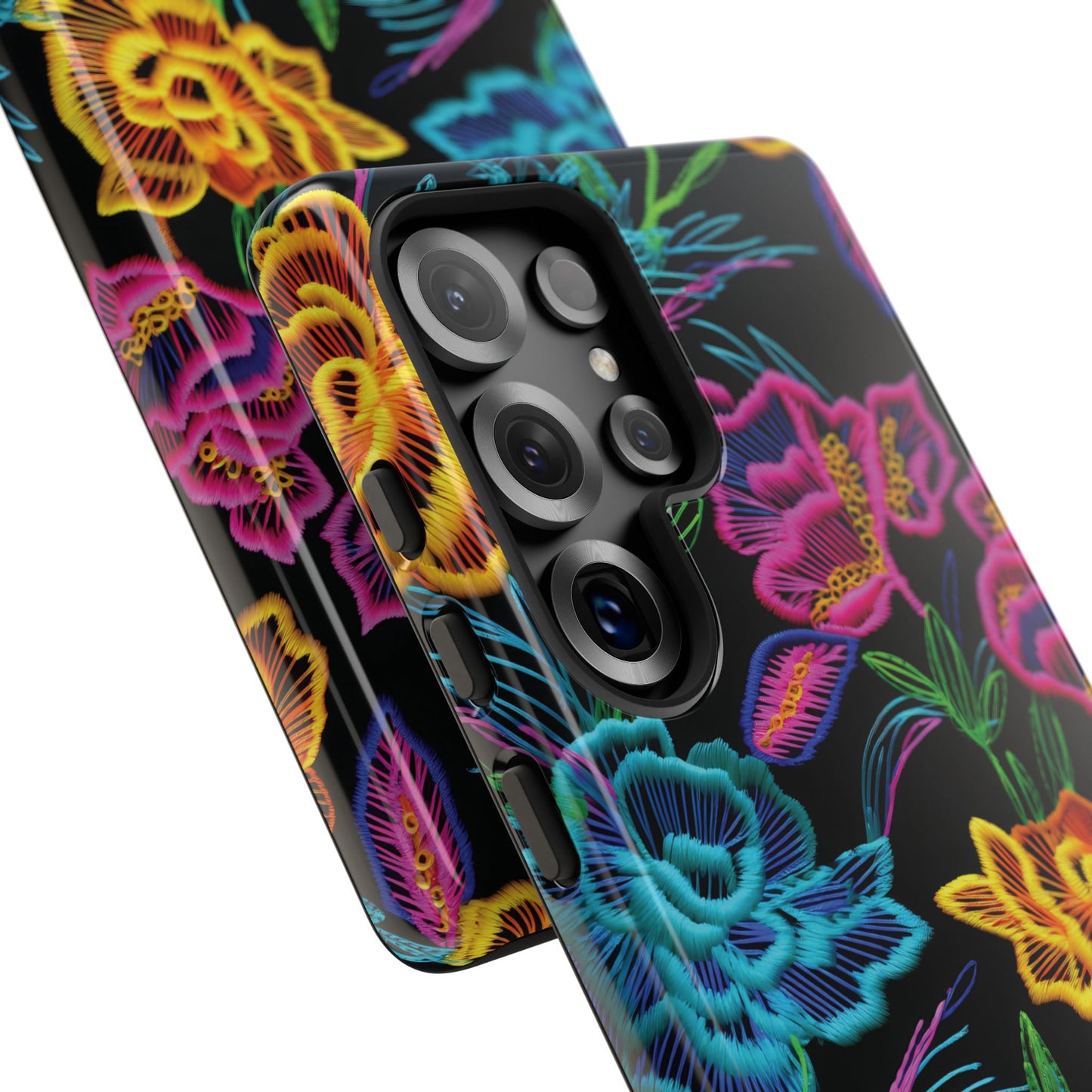 Neon Orange Flowers Phone Case