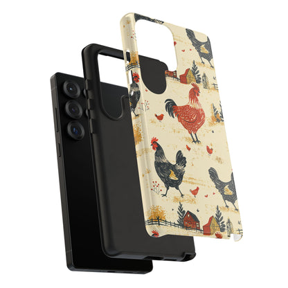 Red Black Chickens Tough Phone Case