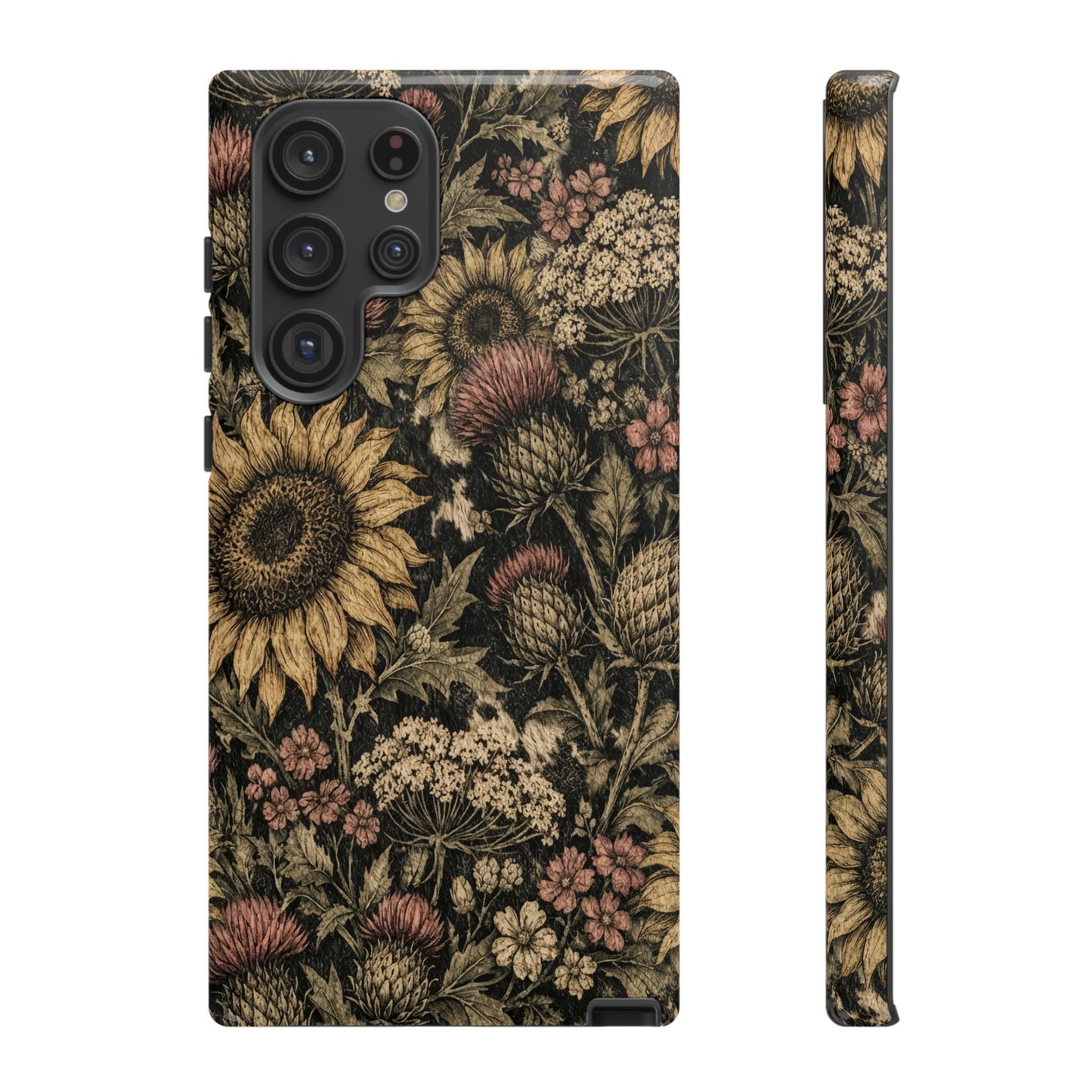 Cowhide Sunflower Thistles Tough Case