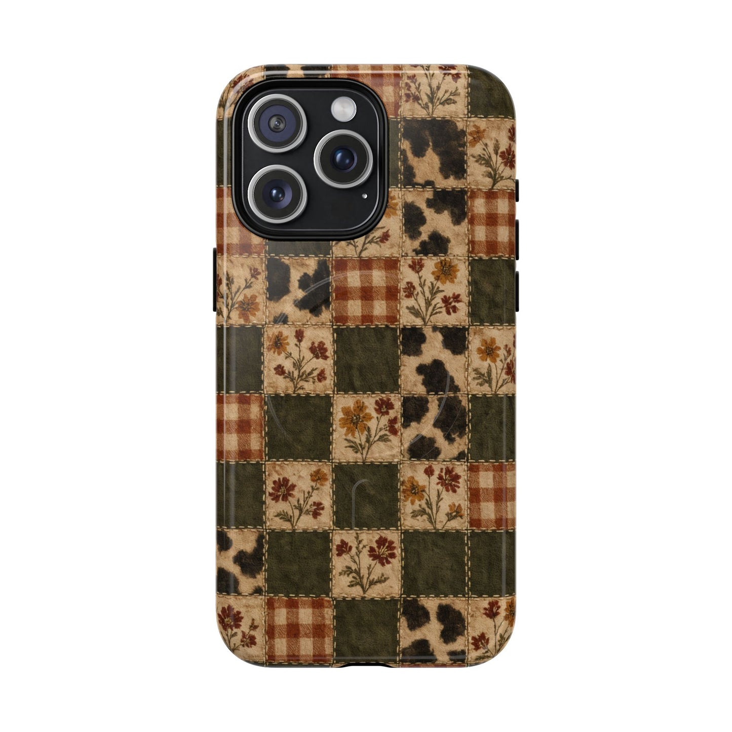 Autumn Plaid Patchwork Magnetic Case