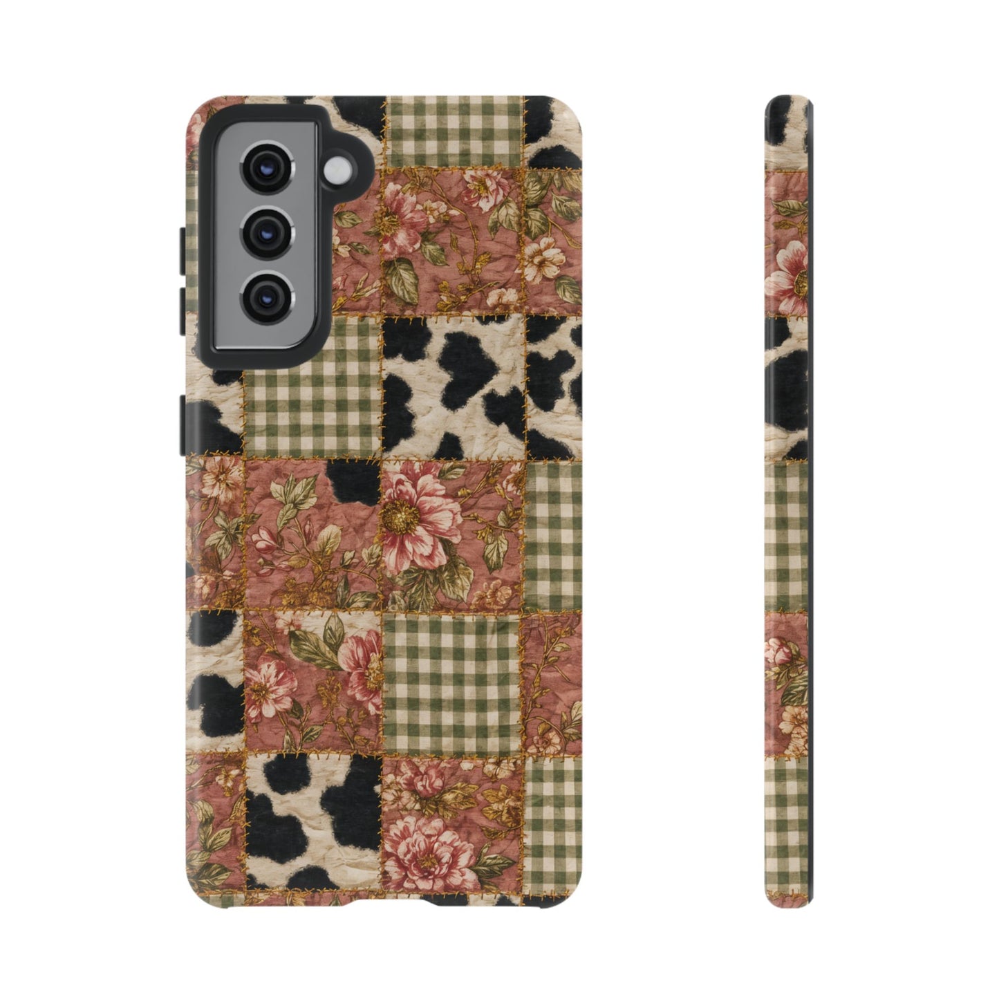 Cowhide Floral Quilt Tough Case