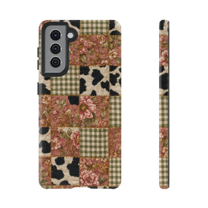 Cowhide Floral Quilt Tough Case
