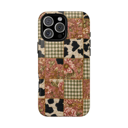 Cowhide Floral Quilt Magnetic Case