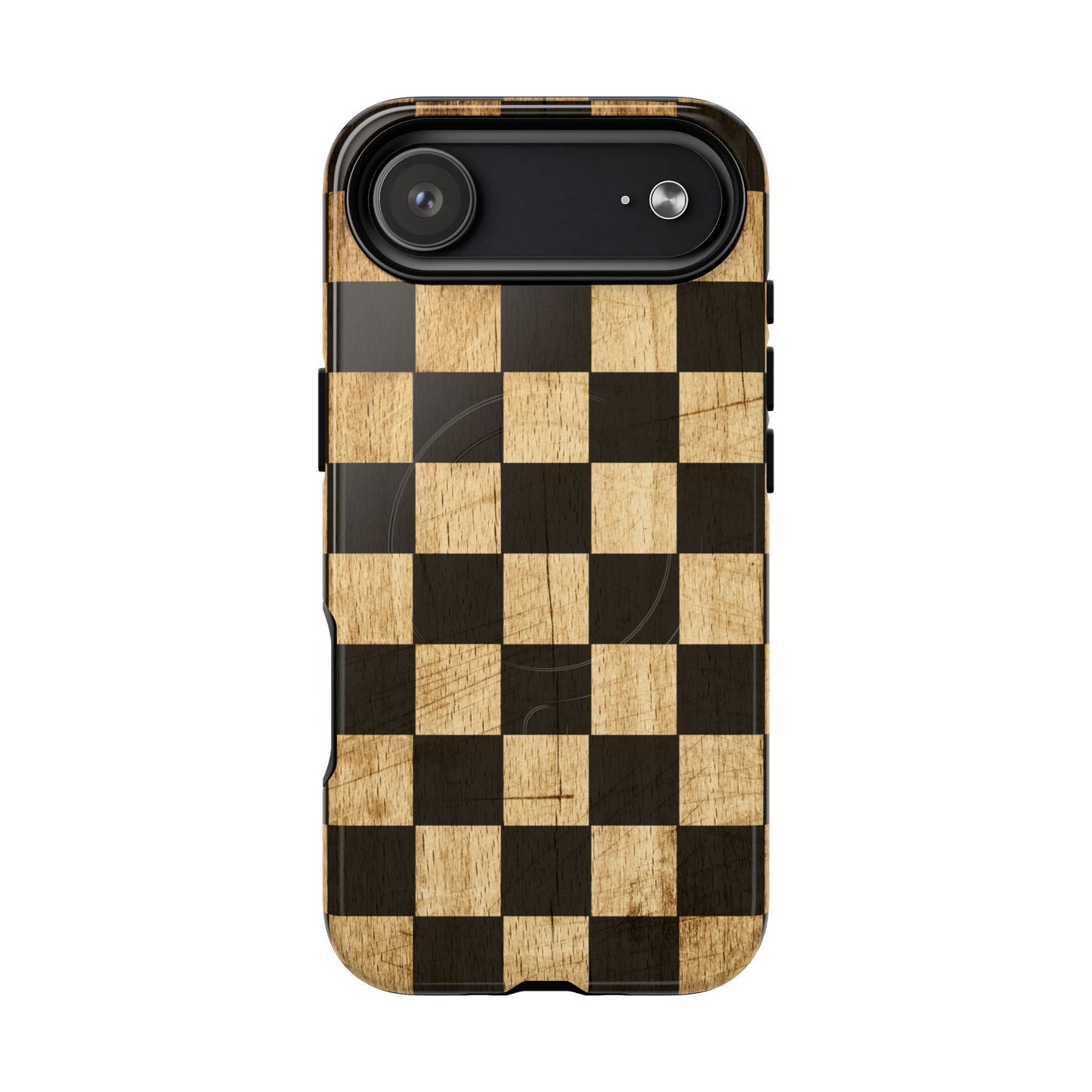 Checkered Rustic Wood Magnetic Case