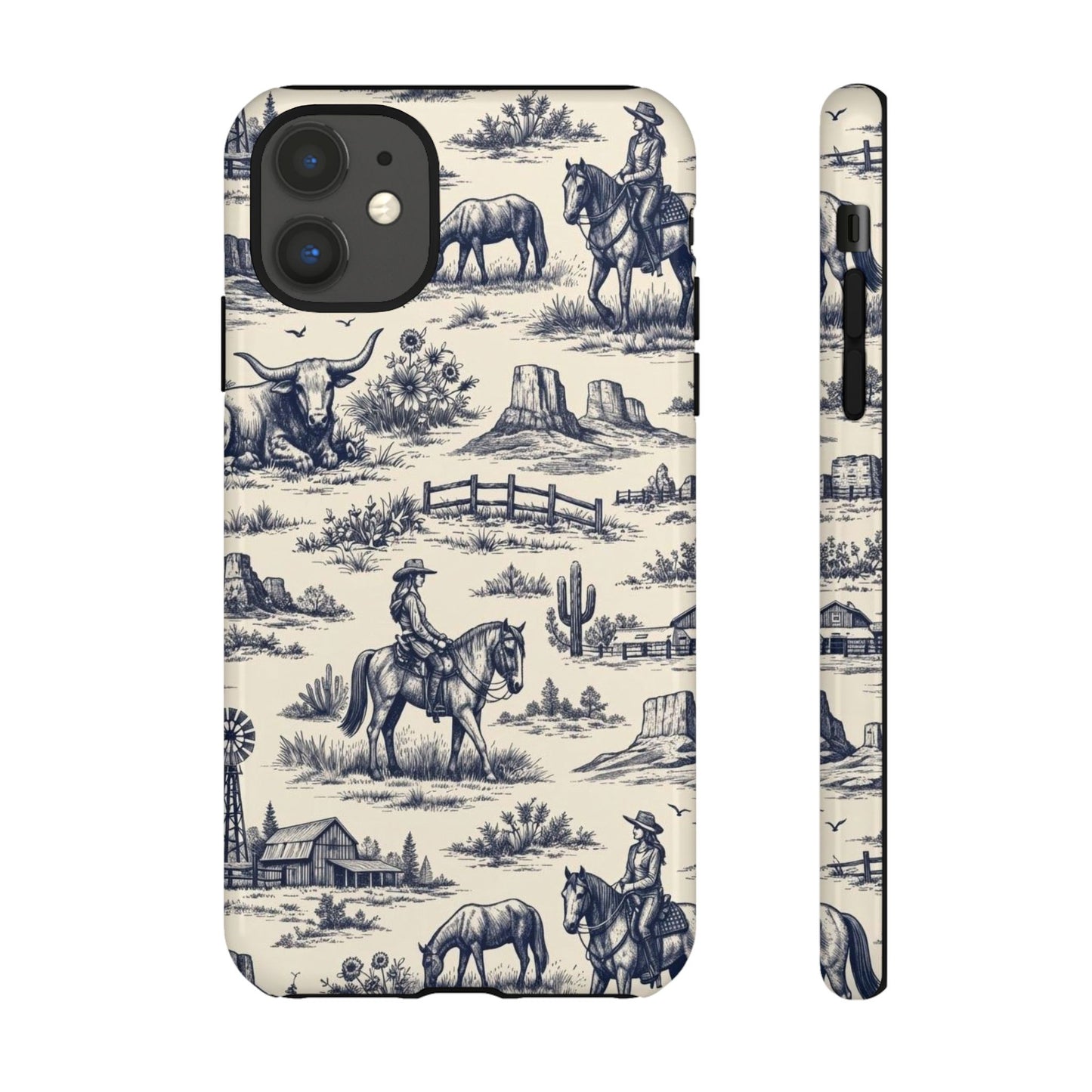 Western Toile Navy Tough Case