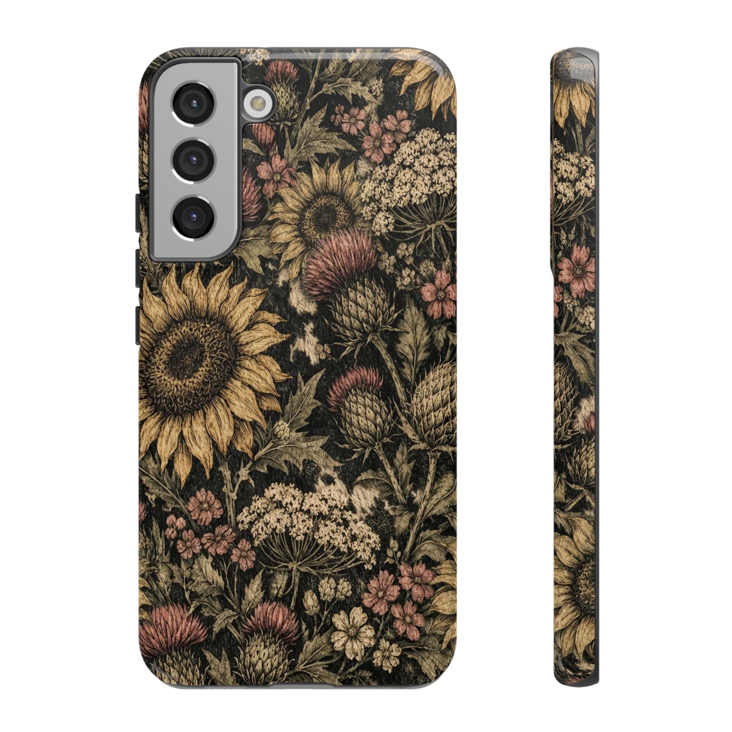 Cowhide Sunflower Thistles Tough Case
