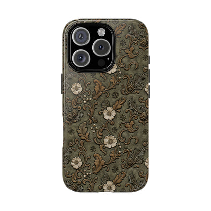 Sage Tooled Roses Tough Case