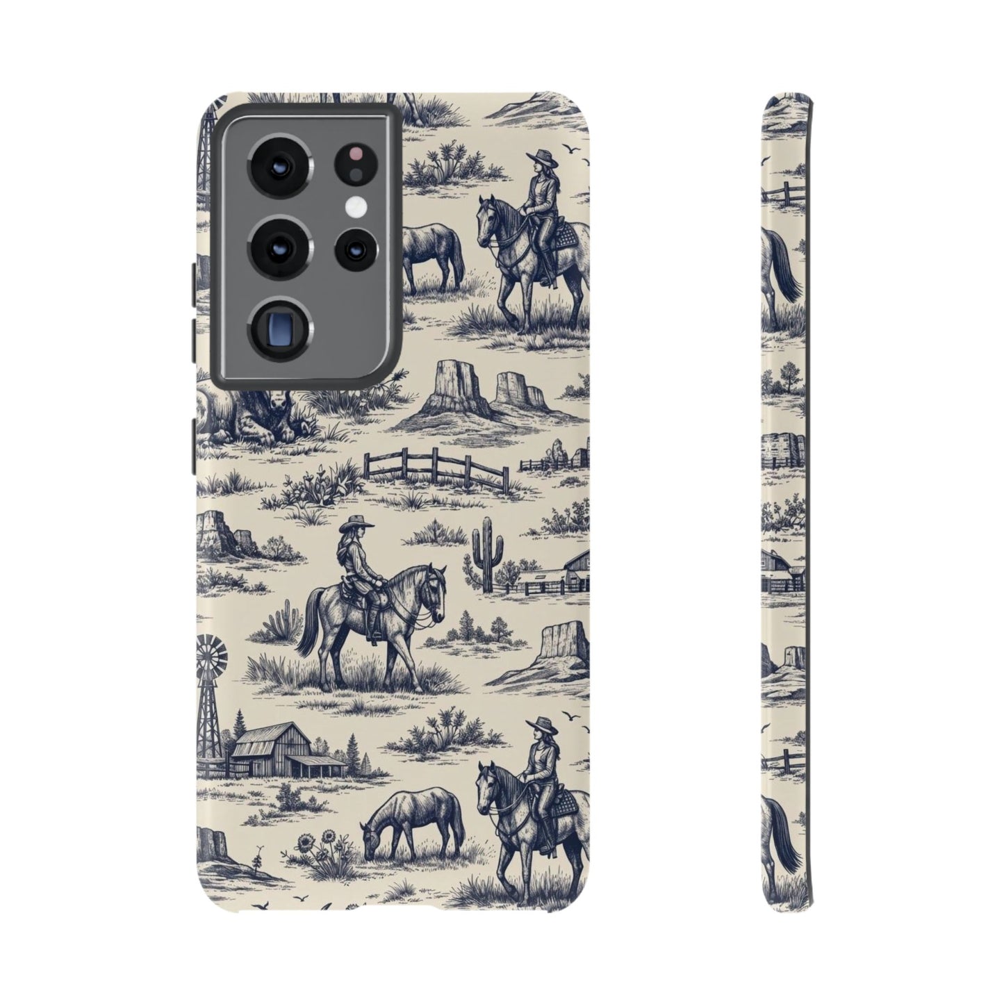 Western Toile Navy Tough Case