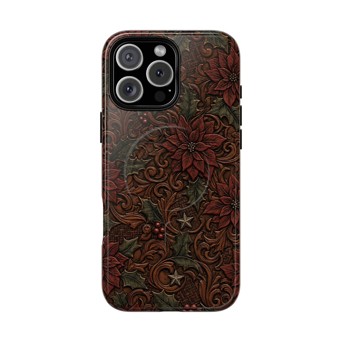 Tooled Poinsettia Magnetic Case