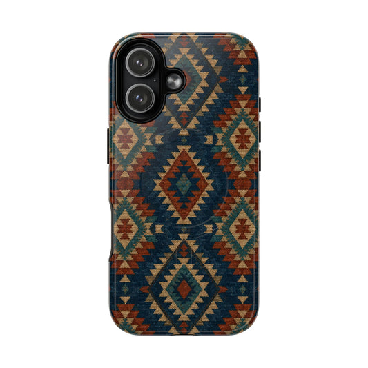 Navy Aztec Magnetic Case