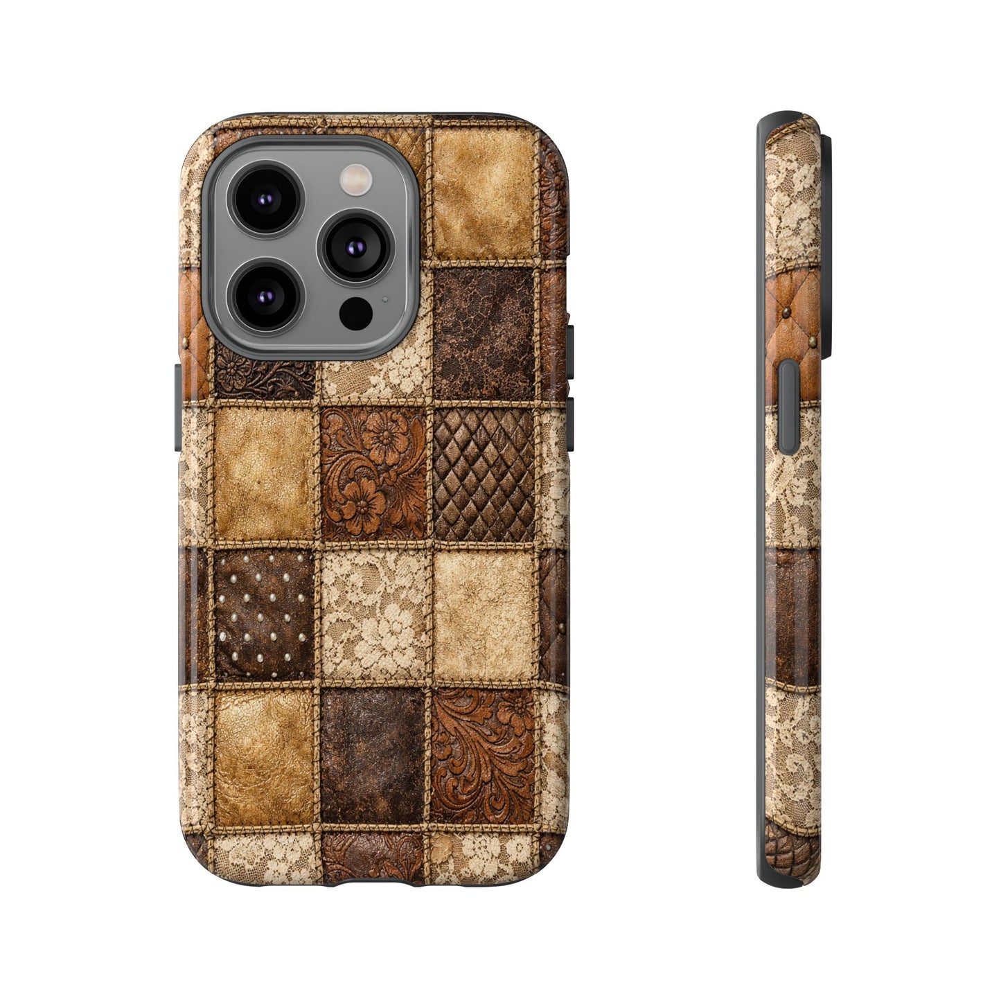 Leather Lace Patchwork Tough Case