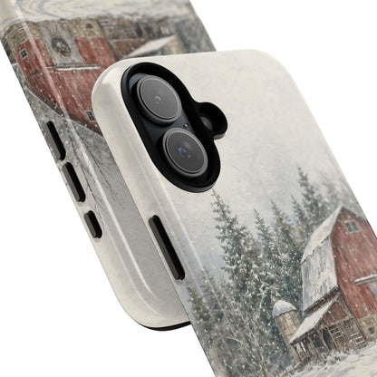 Snowy Red Barn Tough Case
