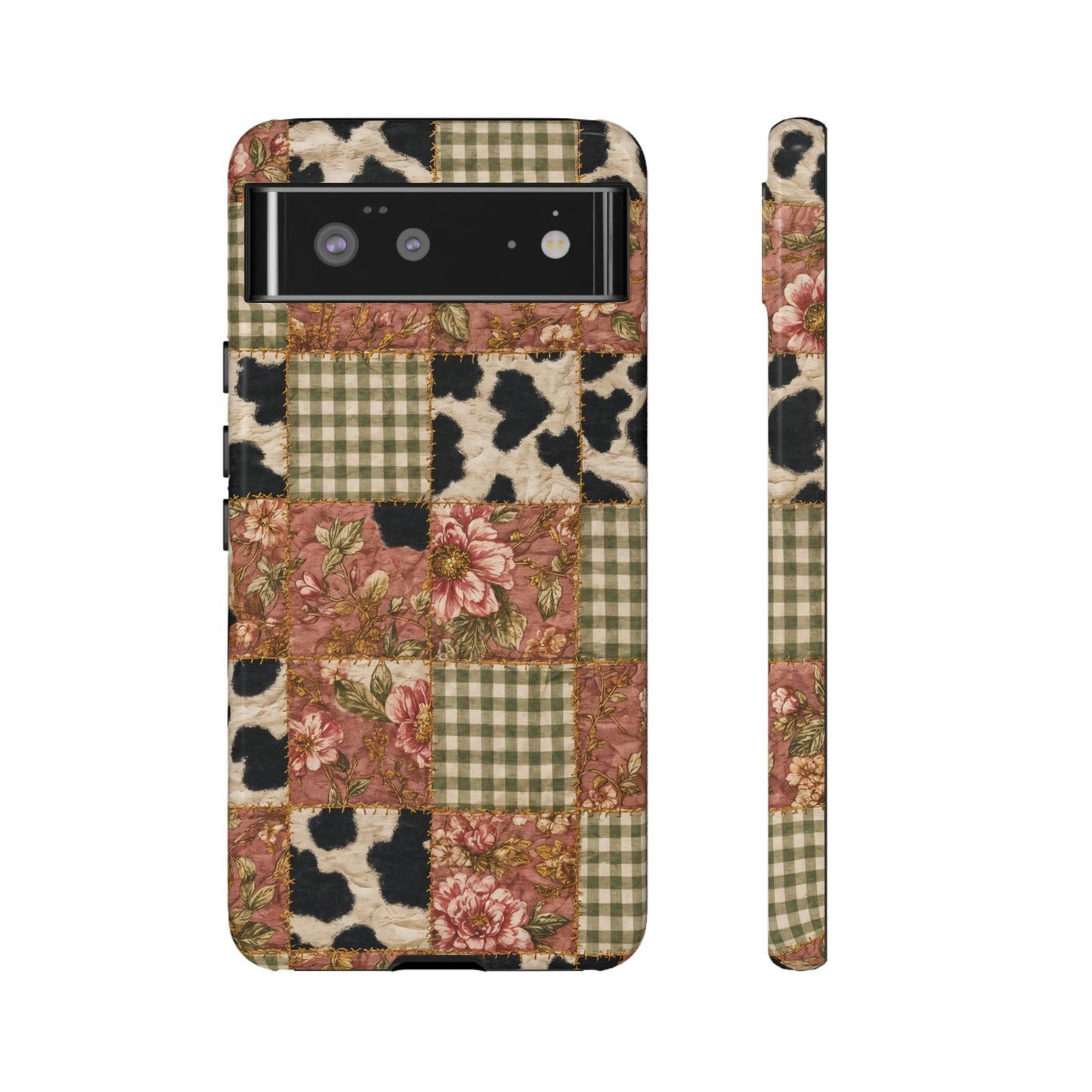 Cowhide Floral Quilt Tough Case