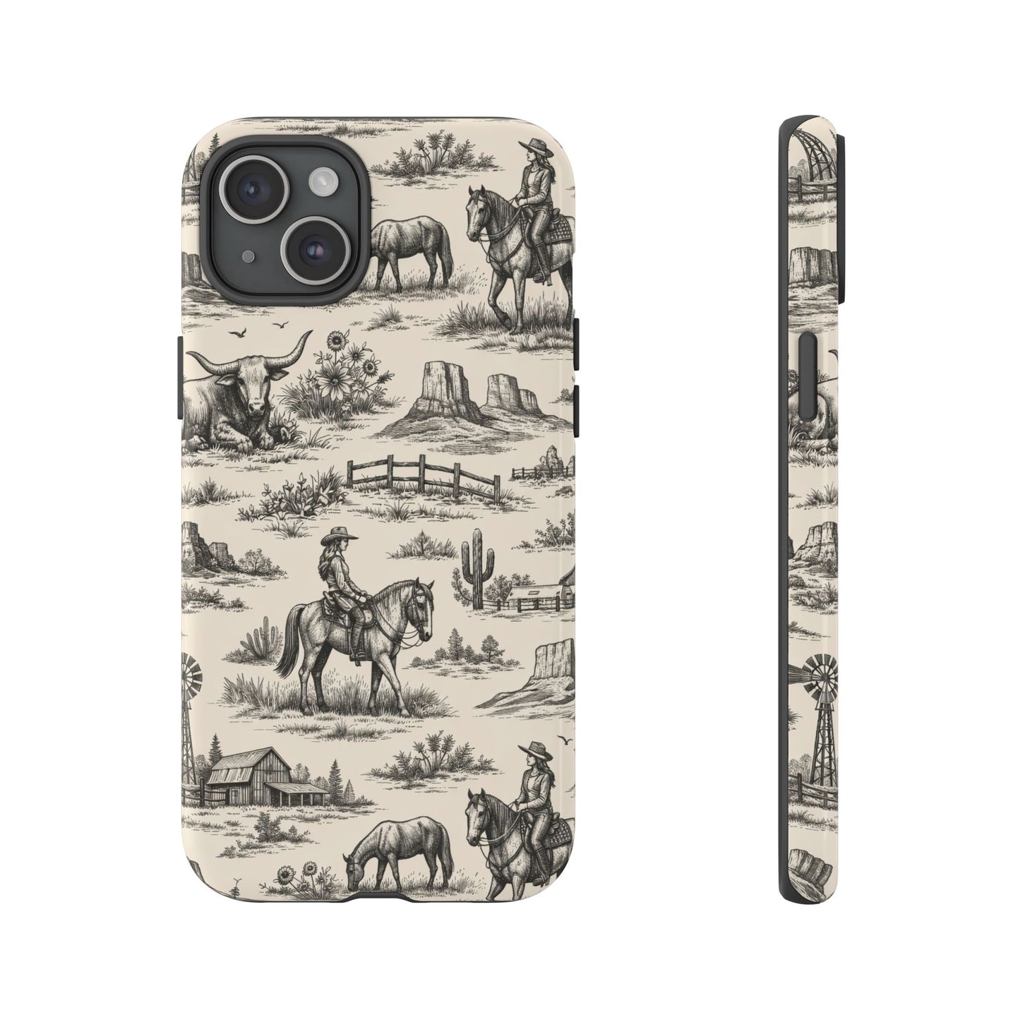Western Toile Black Tough Case