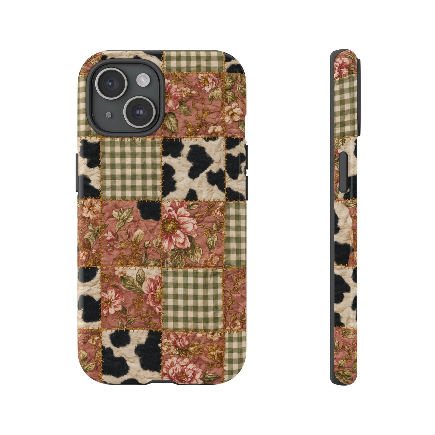 Cowhide Floral Quilt Tough Case